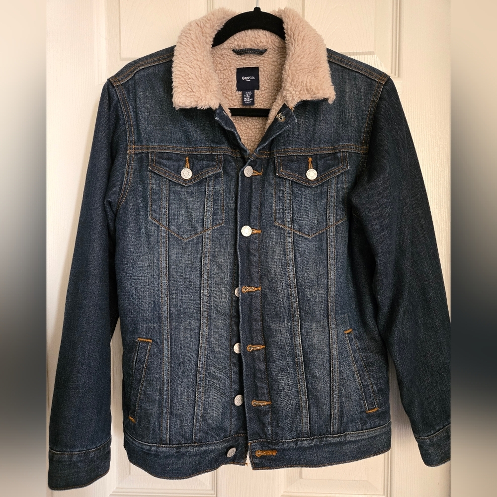Gap Brand Youth Denim Jacket with sherpa lining, size: XXL, color: Blue
